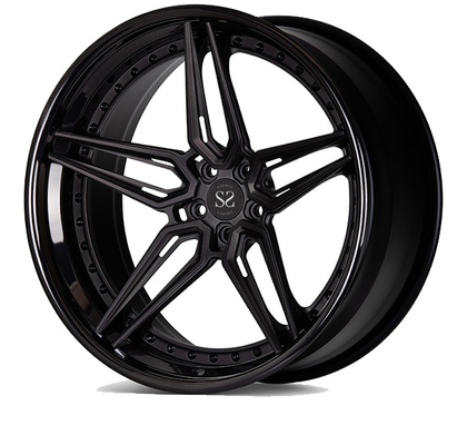 A6061 aluminium 2-delige gesmede wielen glanzend zwart voor luxe auto