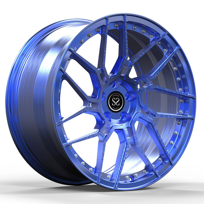 Blauwe Geborstelde 1 Stuk Gesmede Wielen Spokes Monoblock voor de Randen van de het Aluminiumlegering van de Luxeauto