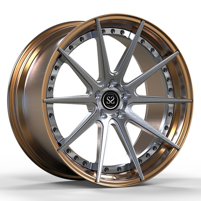 Brons gepolijste lip 2-delige gesmede wielen geborsteld Gun Metal Spaakschijven voor Audi S6 Custom Car