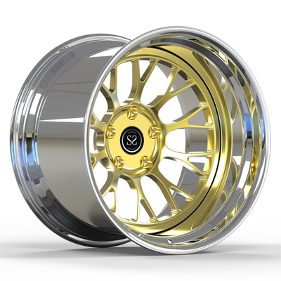 Het diepe Schotel Gouden 2 stuk smeedde de Wielen Opgepoetste Randen van de Wielen Negatieve Compensatie 19X12j Porsche Gt4