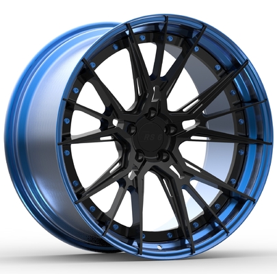 21 inch 2-delige gesmede aluminium velgen gepolijst blauwe lipgloss zwarte schijf