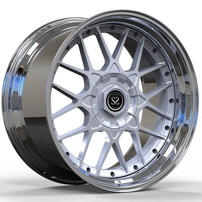 BMW M3 2016 jaar Custom gesmeed 2-PC velgen 20x9.5 en 20x11 Gepolijste lip + zilveren schijf