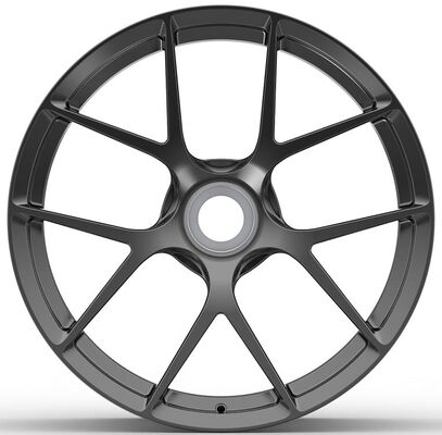 Porsche Turbo 21x9.5 en 22x12 Hyper Silver, Zwart 1-delige Gesmede Velgen