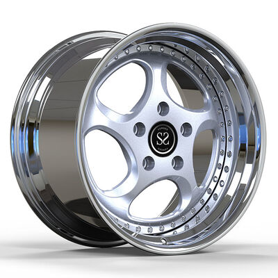 2-Piece Forged Wheels 18x8.0 and 18x10 Polished Lip and Silver Disc for Porsche 928 1988