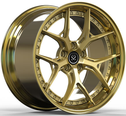 19x9.5 2 stuk gesmeed wiel met gouden schijf en gepolijste gouden lip voor Mercedes E220 2003