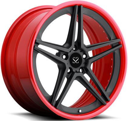 21inch 9.5J paste 2-PC Legeringsranden voor Ferrari 458 Speciale- aanRood Zwarte Gesmede Wielen polijsten