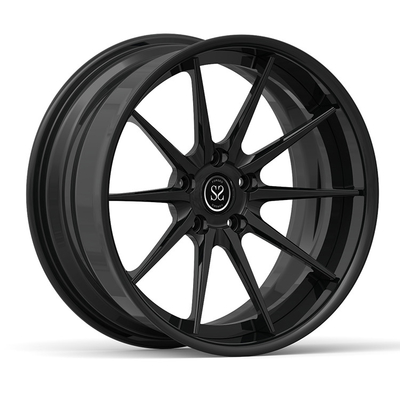 Porsche 997 20 X 10 2-delige concave hoogglans zwarte gesmede aluminium velgen 5x130
