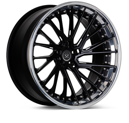 Gewankelde Aluminiumlegering Gesmeed Matte Black Rims 3 Opgepoetst Stuk