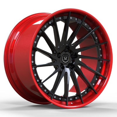 5x130 velgen voor Porsche 911 996 Glanz Zwart+Rood 2-PC gesmeed Aluminium Legering Velgen Staggered 19 En 20 Inches