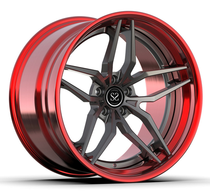 De gewankelde 3 Stukken Gesmede van de de Legeringsauto van Grey Red Wheels For 20inch Super Concave Randen